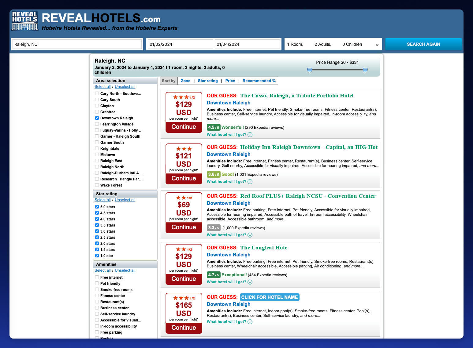 reveal hotels search